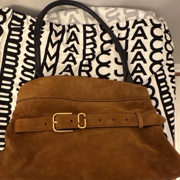 Marc Jacobs Accessories - Marc Jacobs Brown Suede Dakota  Satchel Belt-Detail Shoulder Bag Black Handles